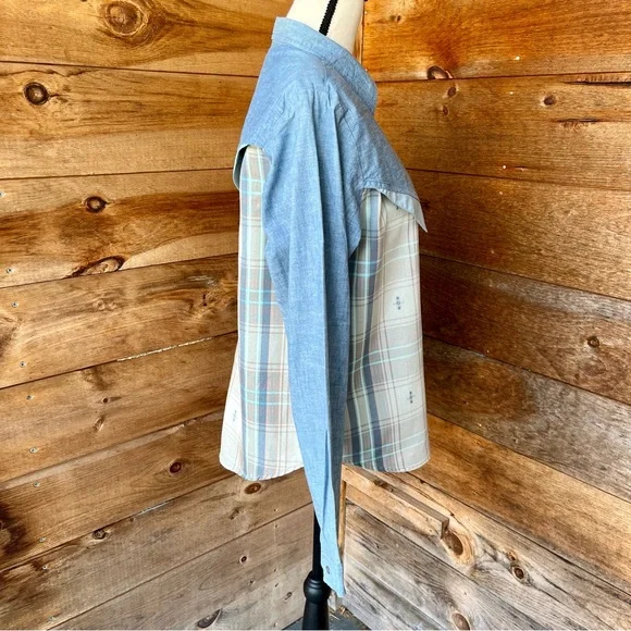 Women’s Vintage Nineties Light Blue Southwest Print Long Sleeve Western Shirt - Picture 5 of 10